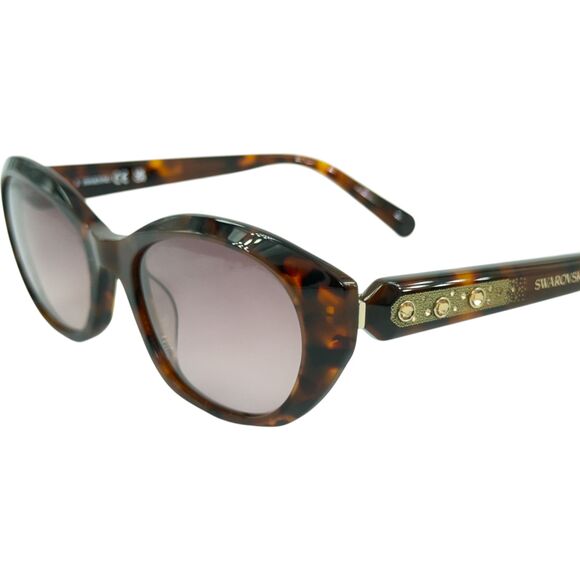 Swarovski SK0384 Womens Plastic Sunglass 52F Dark Havana 53-18 Brown Gradient - Picture 2 of 5